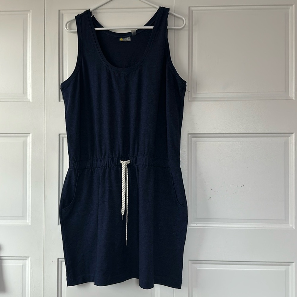 Zella Sleeveless Knit Tank Dress Navy Blue New